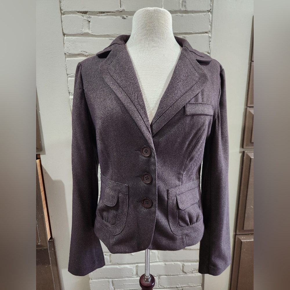 Speak 2 Me Brown Blazer —Size M, Classic Button-Front Jacket